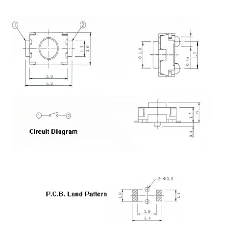 100pcs taktilni prekidač 3x4x2mm Tact gumb prekidač Top Action Površinski montiranje Micro Touch prekidač Momentalni SMD