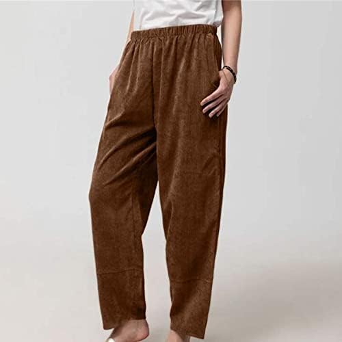 Ženske casual bager-salonske hlače Solidna elastična struka Ljeto plaža pantalone Lagane širine noge cvjetne dukseve