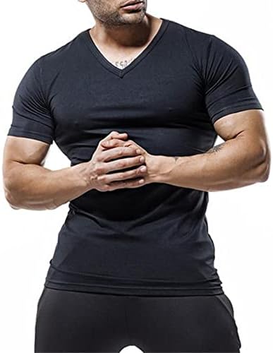 V majice za vježbanje za muškarce lagana bodybuilding mišić majica čvrsti trčanje prozračni kratki rukav Tee