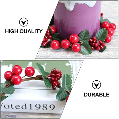 Toyvian 5kom Božić zavjetni svijećnjak simulacija Berry Candle Garland Mini Božić vijenac Candle Ring dekorativni stol središnji dio