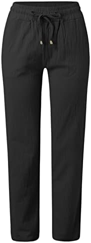 Outtop posteljine pamučne hlače za ženske elastične strukske hlače nacrtavanje labavih motala udobnog salona harema pantalone hlače