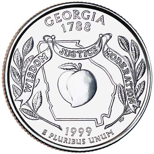 1999 S srebrni dokaz Georgia State Quarter Chort Concirculirana američka menta