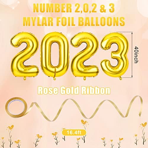 40 inča 2023 brojevi balona, ​​zlatni 2023 Balon set ukrasi velike novogodišnje zabave 2023 sa zlatnim konfetskim balonima za novogodišnje