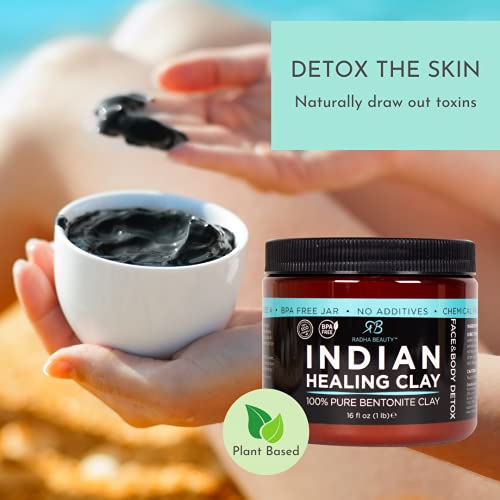 Radha ljepota Indijska ljekovita glina, 1 lb. - prirodni bentonit gline, duboko Pore sredstvo za čišćenje lica & amp; Maska za
