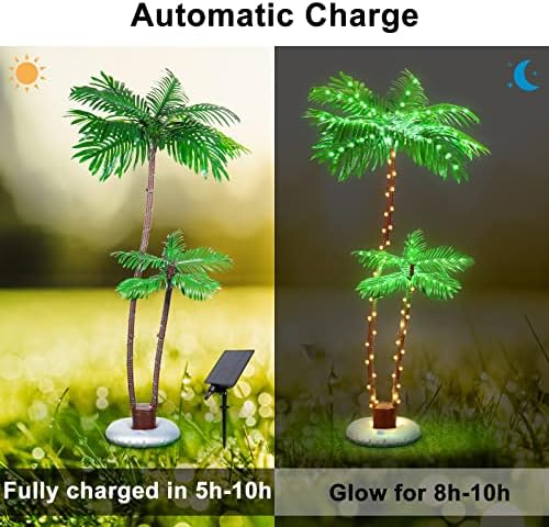 Solarno osvijetljene Palme za vanjski vrt, Tiki Bar Bazen Deck vanjski ukrasi dekor, Osvijetlite LED Umjetna lažna svjetla za drvo