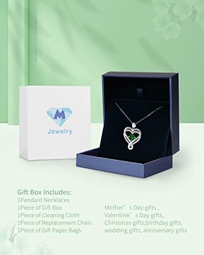 Nakit za žene Supruga Infinity srce Birthstone ogrlica 18k Bijelo zlato ispunjen 925 srebra na bazi ogrlica za žene Supruga mama,