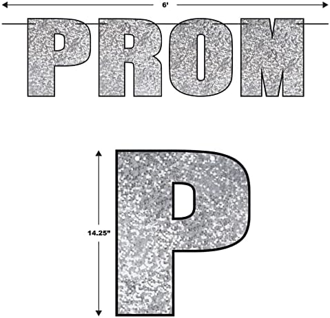 Beistle High School Prom Banner Photo Prop pozadina za plesnu zabavu, 14.25 x 6', Srebrna / crna