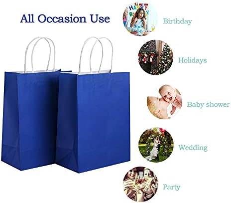 Kolaxen kraljevsko plave Kraft papirne poklon kese sa maramicom 24 kom 10.6 * 7.9 * 4.3 inči, srednje poklon torbe sa ručkama za rođendan,