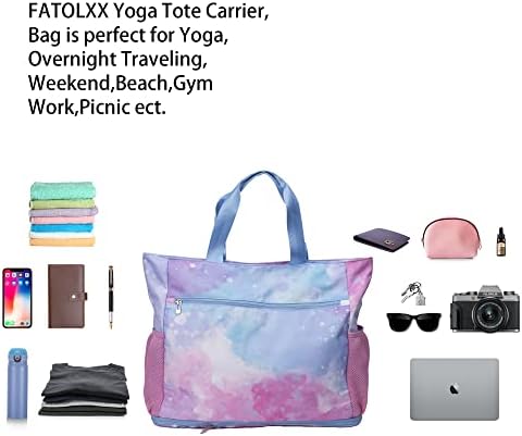 FATOLXX ženska torba za teretanu za nošenje joge-vodootporna torba za držač prostirke za jogu mokri džep sa patentnim zatvaračem za
