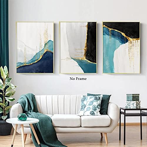 Teal Marble Canvas Wall Art plava i Zlatna Umjetnost štampa Teal apstraktne slike tirkizno platno Art Teal zlato crno slikarstvo Mramor