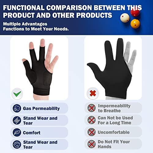 Animsword prozračne i udobne rukavice za biljar na lijevoj ili desnoj ruci za Snooker Cue Sportske rukavice