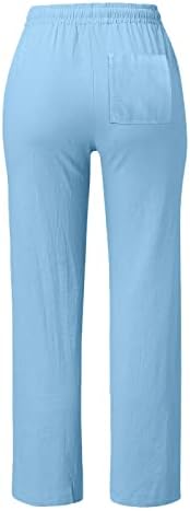 Ethia Womens Wide noga hlače Žene casual hlače Čvrsti pamuk i pantalone sa džepom dugih hlača dugačke hlače za