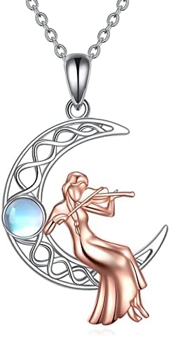 Klavir / gitara/violina / violončelo djevojka ogrlica srebra Moonstone Celtic Moon Muzika nakit rođendanski pokloni za žene djevojke
