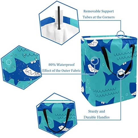 Ocean Sea Shark Patern Print sklopiva korpa za veš, 60L vodootporne korpe za veš kante za veš igračke za odlaganje spavaonice u kupatilu