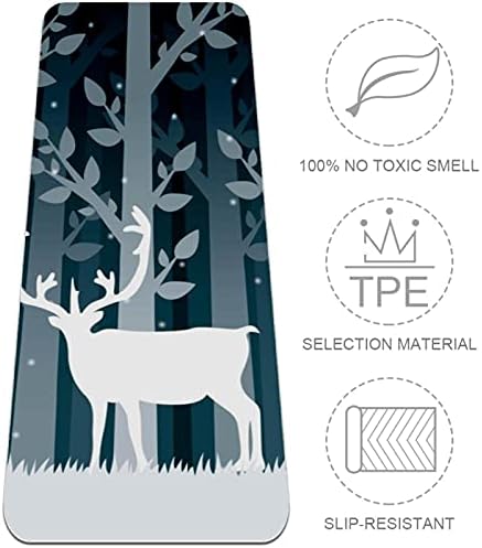 Siebzeh Snow Caribou tree Forest Night Premium Thick Yoga Mat Eco Friendly Rubber Health & amp; fitnes Non Slip Mat za sve vrste vježbe