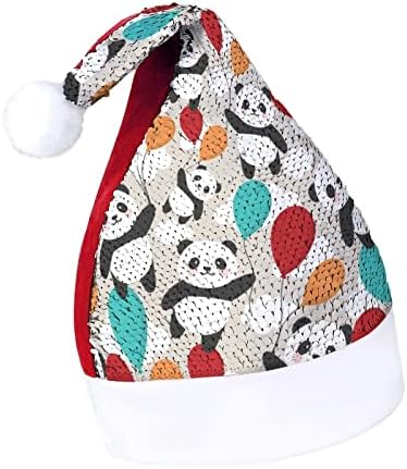 XKAWPC Panda Fly sa balonskim šljokicama Božićni šešir DIY dizajn kape Santa Claus crveno zeleno