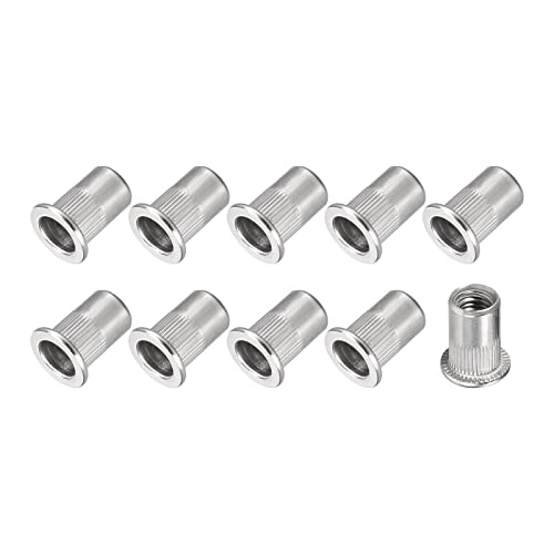 METALLIXITY Rivet Nuts 50kom, 304 inox Knurled Threaded Insert Nuts - za namještaj mehanički pričvršćivači, Silver Tone