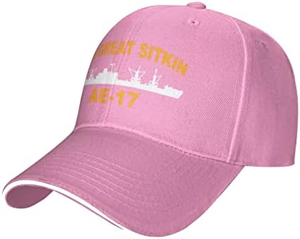 USS Great Sitnin AE-17, muškarci žene oprušene pamučne pamučne bejzbol vintage podesivi poklopac hat šešira Sportski kamiondžija casual pokloni, ružičasti