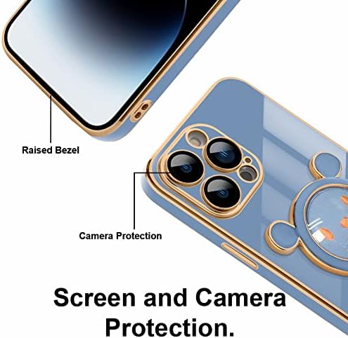 Kanghar iPhone 13 Pro Max Case Slatka 3D medvjed skriveni štand Dizajn telefonske kutije za zaštitu kamere Mekani TPU Shootrofoff