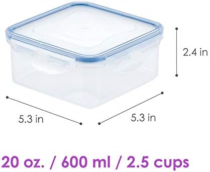 LocknLock easy Essentials poklopci za skladištenje hrane/hermetički zatvoreni kontejneri, bez BPA, Square-20 oz-za kafu, Clear