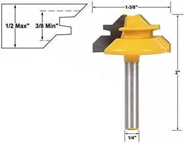 Chiloskit 45 stupnjeva zaključavanje mitra 1-3 / 8 Router Bit Woodwork TENON rezač, 1 / 4inch Shank