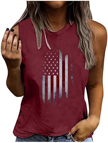 Ženski tenkovi Ljetna američka cisterna zastava 4. jula T majica bez rukava bez rukava Ležerne prilike Tuic USA zastava patriotika