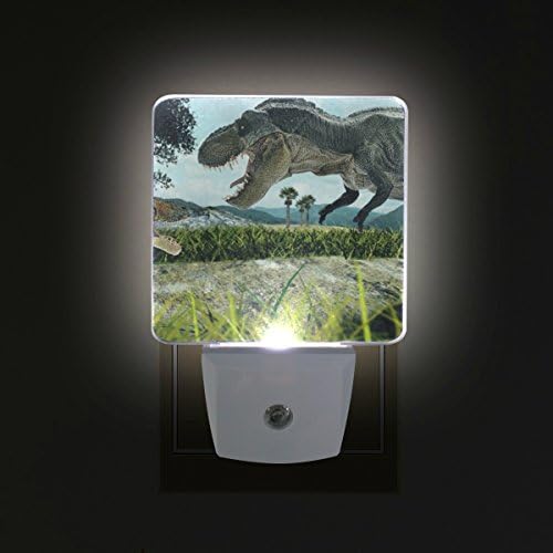 2 Pc Plug-in LED noćna svjetla sa 3D Renderiranjem dinosaurusa noćna svjetla sa senzorom sumraka do zore bijelo svjetlo savršeno za