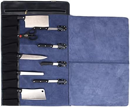 Kožna torba za odlaganje noža, elastični i proširivi 10 džepova, Podesiva / odvojiva naramenica, torbica za kuharski nož prilagođena