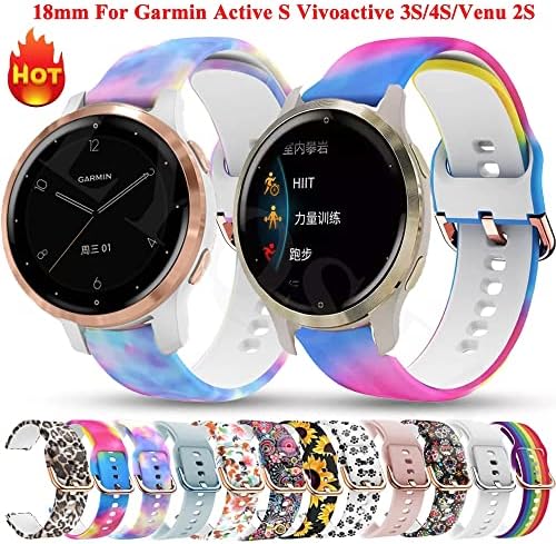 Eidkgd 18mm Watch Band za C2 za Garmin Vivoactive 3S / 4S / Venu 2 / Active S Rey Silikonski remen Smart Easyfit zamjenski dodaci