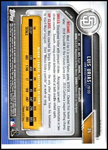2019 Bowman 25 Luis Urias Rc Rookie San Diego Padres MLB bejzbol trgovačka kartica