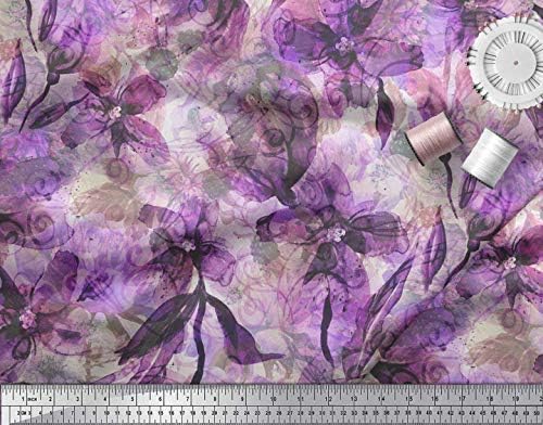 Soimoi Cotton Canvas Fabric Floral & amp; Texture Print Fabric by the Yard 56 inch Wide
