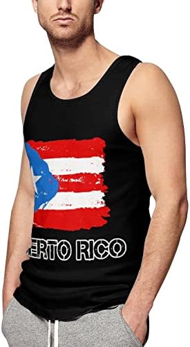 Zastava Portorika muški prsluk bez rukava Casual Shirts potkošulja za trening na plaži