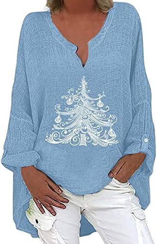 ayaso žene Dugi rukav prevelike puloveri trendi vrhovi rad Tee Božić štampane Outwears Božić tunike labave majice