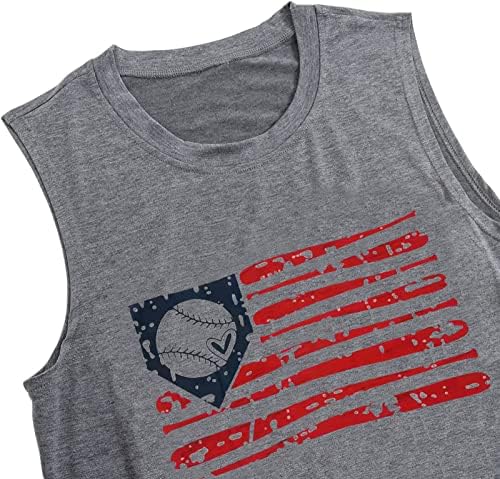 Bejzbol Tenkovi Top Žene America Zastavu Bejzbol Grafički Prsluci Casual Rukav Bejzbol Igra Shirt