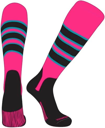 Pear Sox OTC bejzbol Softball Stirrup Socks Hot Pink, Marlin Teal, Crna, crna