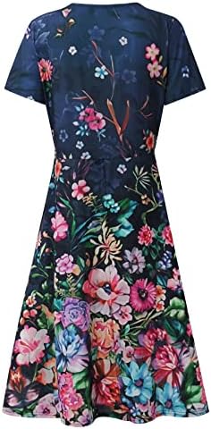 NOKMOPO ženske haljine jesen 2023 ljeto Casual modni cvjetni Print kratki rukav V-izrez Swing haljina