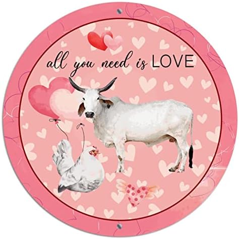 Okrugli metalni valentinovo vijenac potpisuje sve što trebate je li ljubav životinja životinja za ovčar pileća ružičasta kosilica