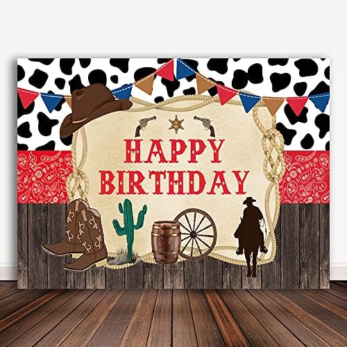 Bellimas zapadni tema Sretan rođendan pozadina za kauboj Cowgirl rustikalni Drvo krava Rođendanska zabava dekoracije Wild Rodeo Boy