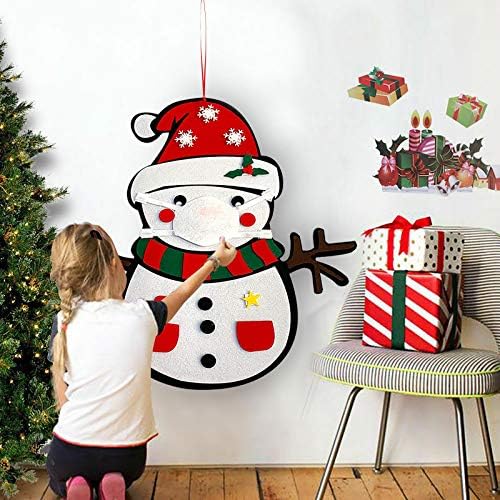 Snjegović maska ​​Kids poklon Diyfelt ornament Božićna igračka postavi viseći zidni dom Decor zima i vijenac