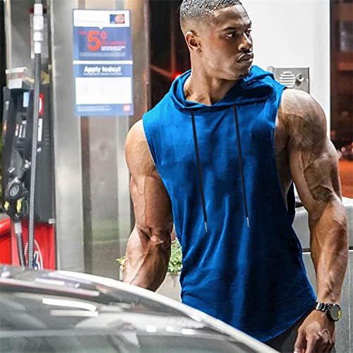Lecgee muški sportski kapuljač bez rukava na vrhu bez rukava Workout teretana bodybuilding mišić majica sa džepom