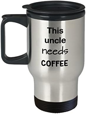 Ujak Travel krip poklon, Ovaj ujak treba kafu, šalica od nehrđajućeg čelika od nehrđajućeg čelika sa poklopcem, ujačevšima, šalica