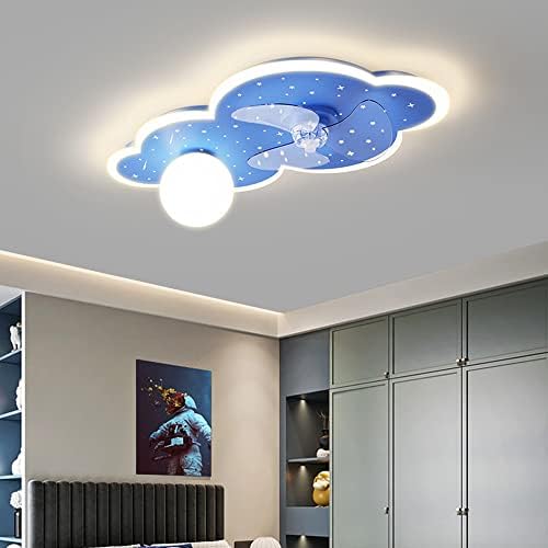 Pakfan Dječja soba stropni ventilator sa lampicama, 25,6 '' Moderan LED lampica sa niskim profilom ventilator, ventilator ventilatora,