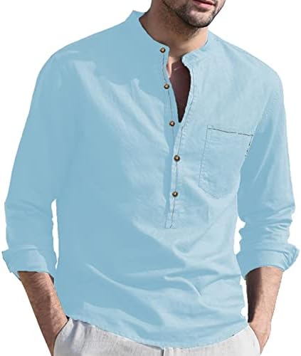 Jesenske košulje za muške muškarce Proljeće i jesen Solid Color Top Majica Casual Pamuk Posteljina kratka kornjača Tortleneck Top