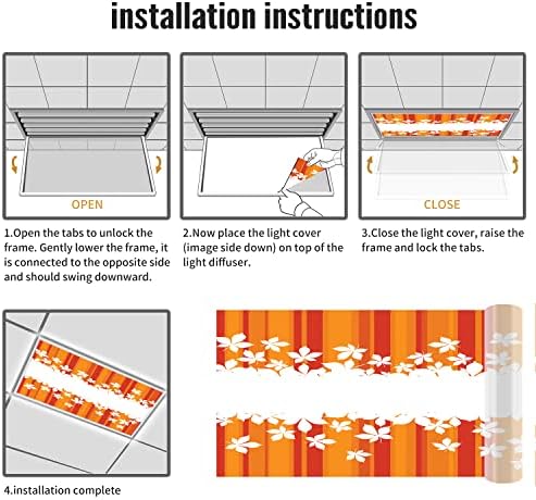 Prekrivači za fluorescentno svetlo za kancelariju u učionici-narandžasti uzorak-poklopci za fluorescentno svetlo za kancelariju u