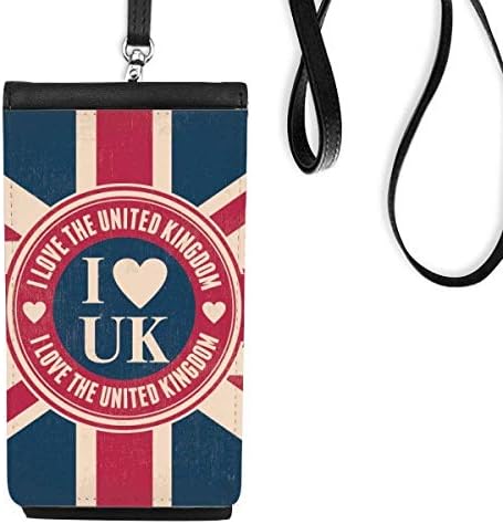 Diaythinker I Love United Kingdom Union Jack UK zastava Telefon novčanik torbica Viseća mobilna torbica Crni džep
