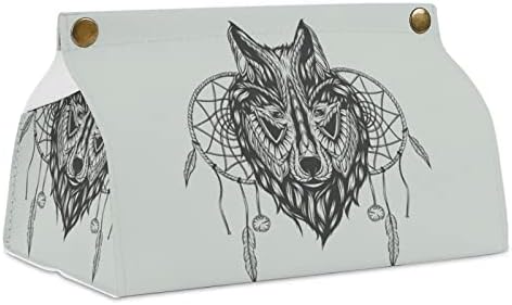 Tribal Wolf Head tkiva kutija za pokrov papira na licu Organizator SLUČAJSKI DESMENZER NAPKIN Radne površine Dekorativni za kućni
