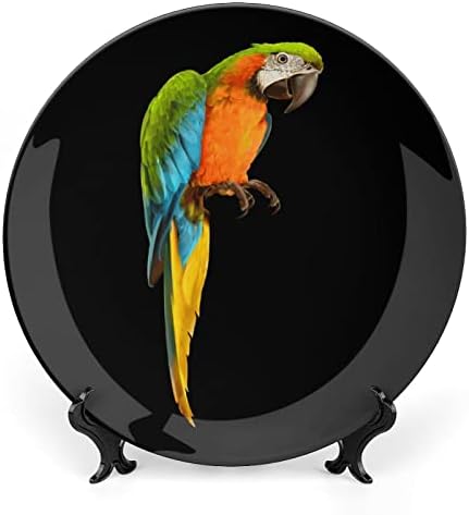 Parrot ptica koštana Kina Dekorativna ploča okrugla keramičke ploče plovilo sa postoljem za prikaz za uređenje zidne večere u uredu