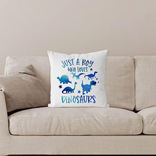 Iwxyi samo dječak koji voli dinosauruse bacaju jastuk 18x18 inča, plavi dinosauri jastuk jastuk na kućica kućnog uređenja, plavi dinosauri