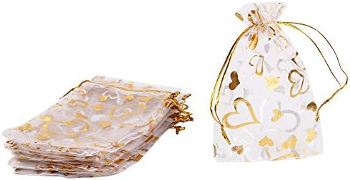 Volanic 100pcs 4x6 inčni Sheer Heart Organza torbe sa vezicom za Božić Candy nakit Party vjenčanje Favor poklon torba
