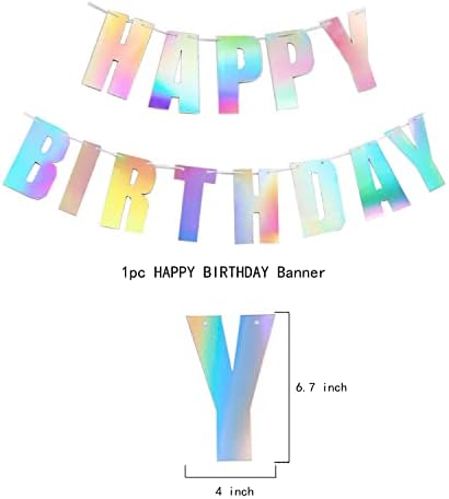 Iridescentna potrošnja za zabavu, holografski sretan rođendan, iridescentni papir Garlandski ukrasi za rođendanske zabave